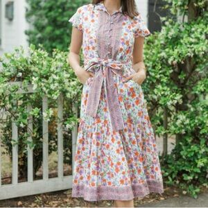 Victoria Dunn NWT papaya Folly, maxi, size medium, comes with belt.